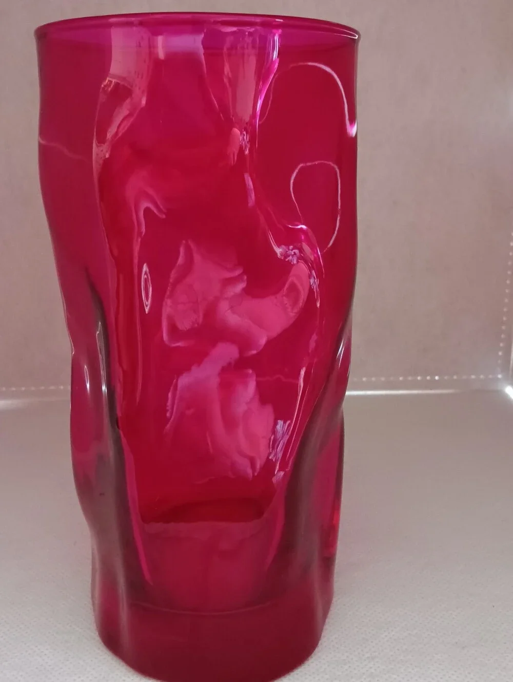 Colorful Crinkled Glass Tumbler Set - Teal and Fuchsia